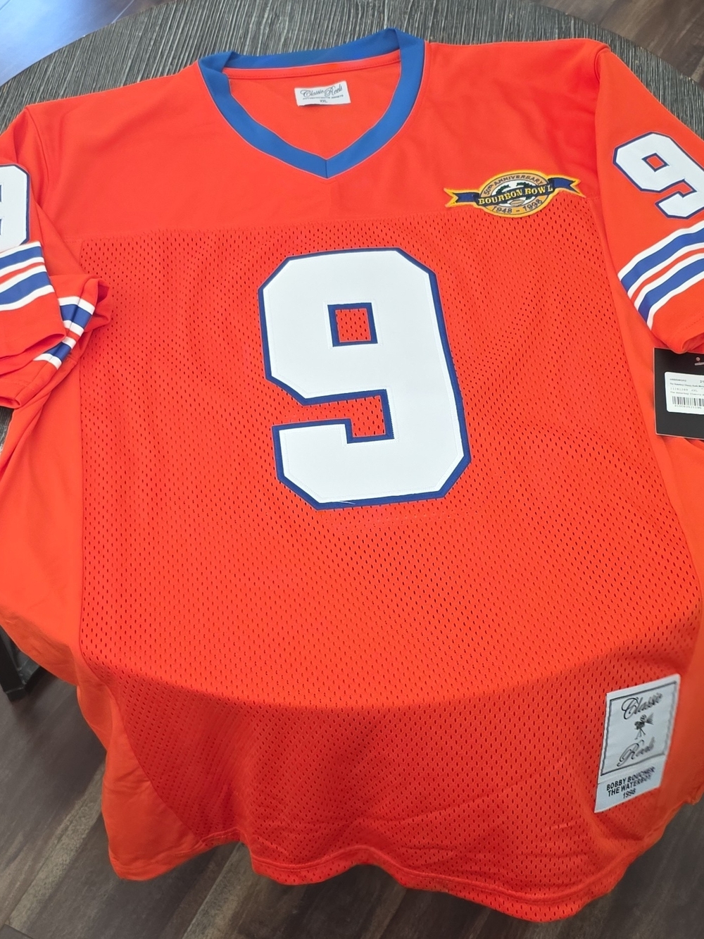 Classic Bright Orange Jersey with White Label. Bobby Boucher The Waterboy Jersey